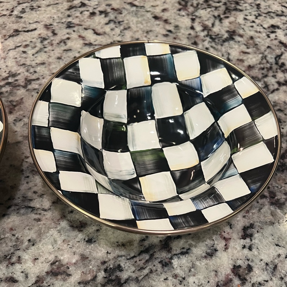 MacKenzie-Childs Checkered Bowl - Black and White
